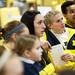 Michigan senior and captain Jenny Ryan watches the selection broadcast with teammates on Monday, March 18. Daniel Brenner I AnnArbor.com